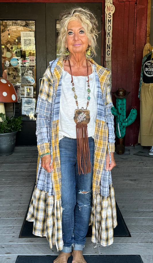 Washed Plaid Duster