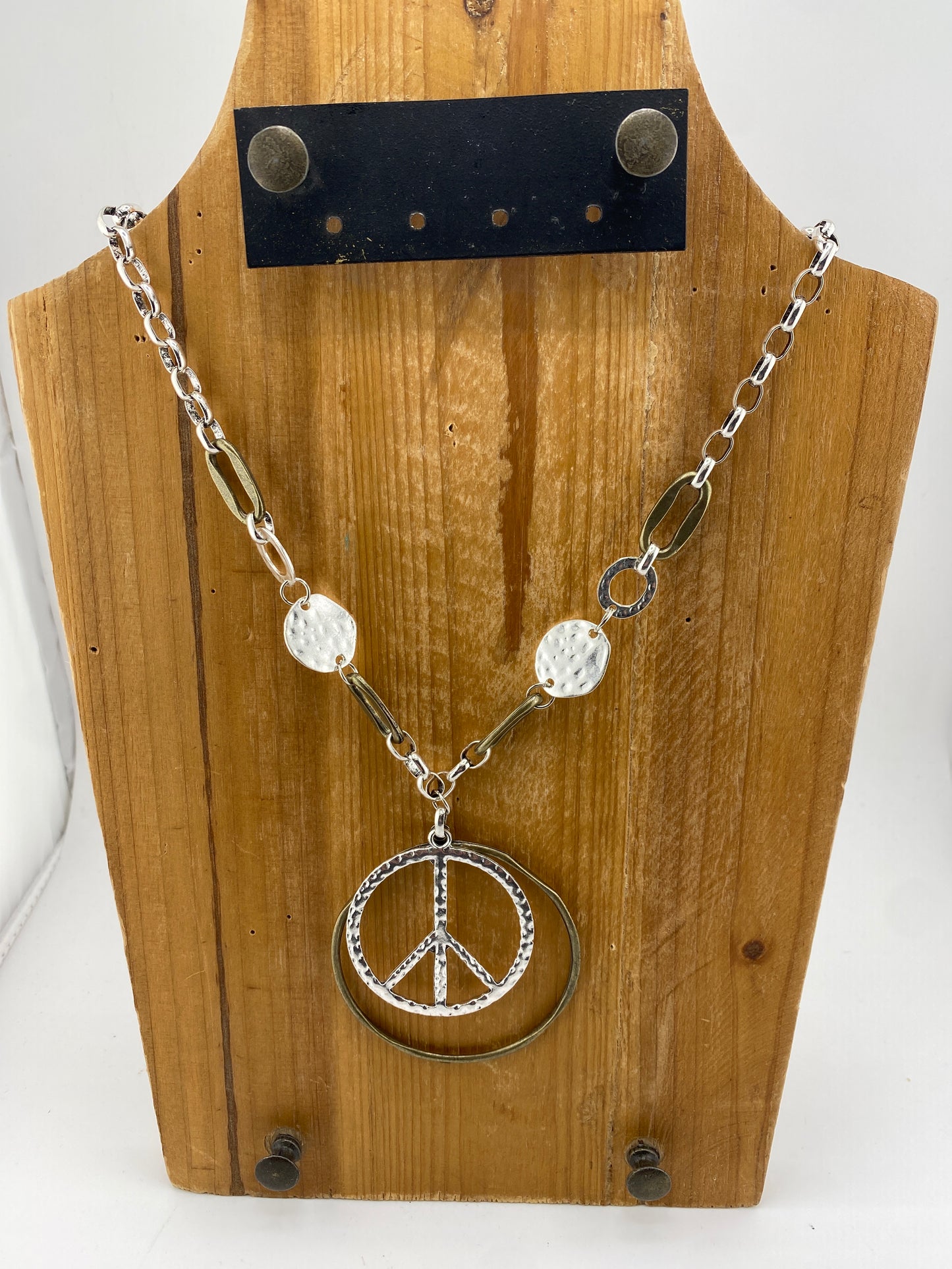 Mixed Metal Halo Peace Necklace FINAL SALE