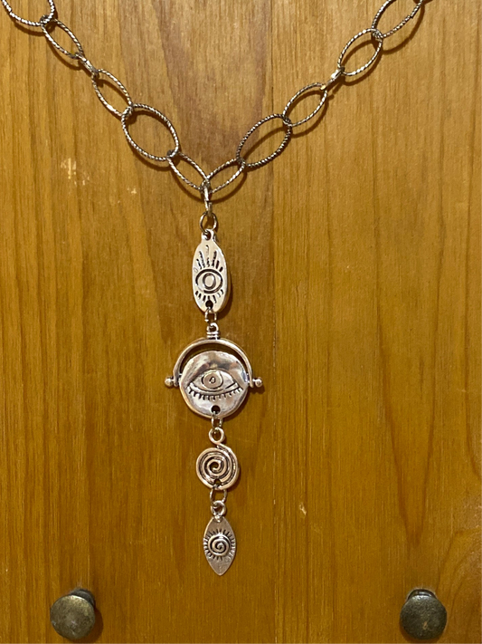 Linear Eye Charm Necklace