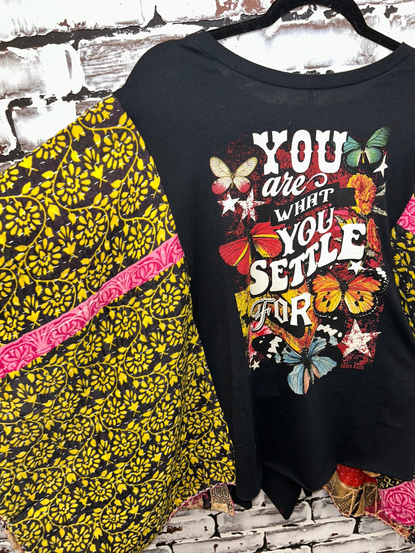 You are what you settle for Kantha Poncho Tee