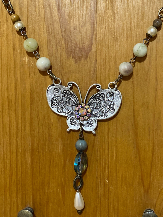 Bling Beaded Butterfly Necklace