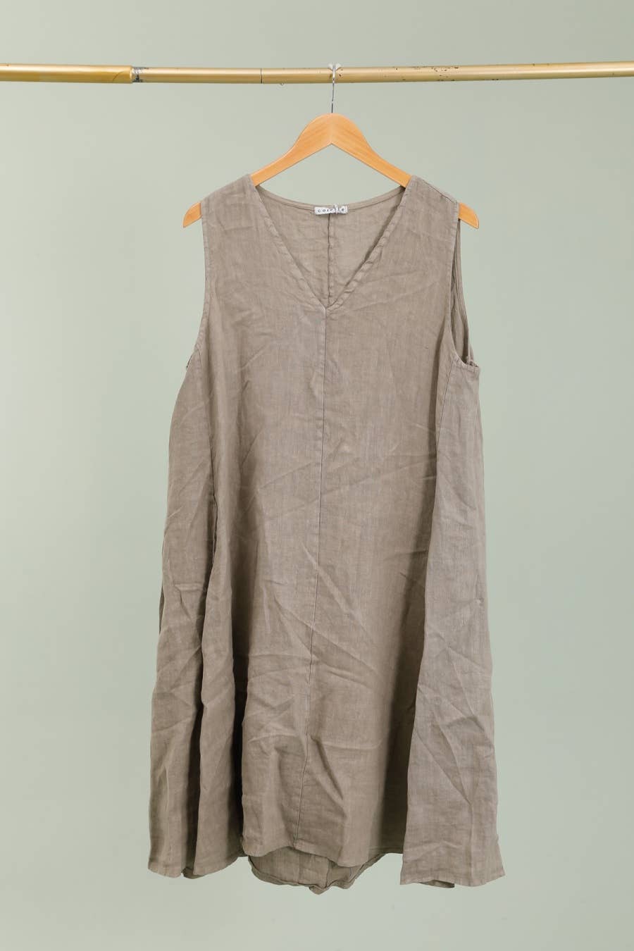Sleeveless V Neck Dress- Dust