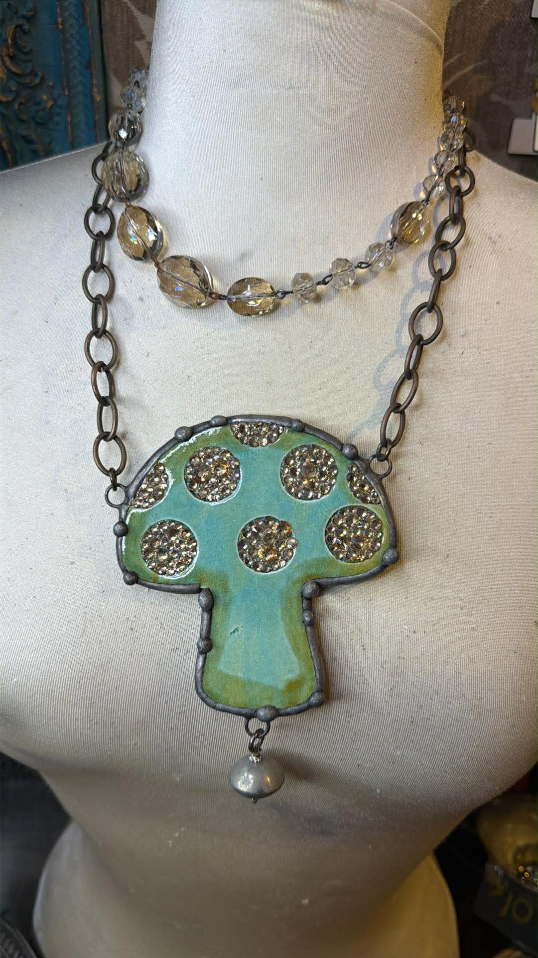 Large Ceramic Mushroom Necklace FINAL SALE