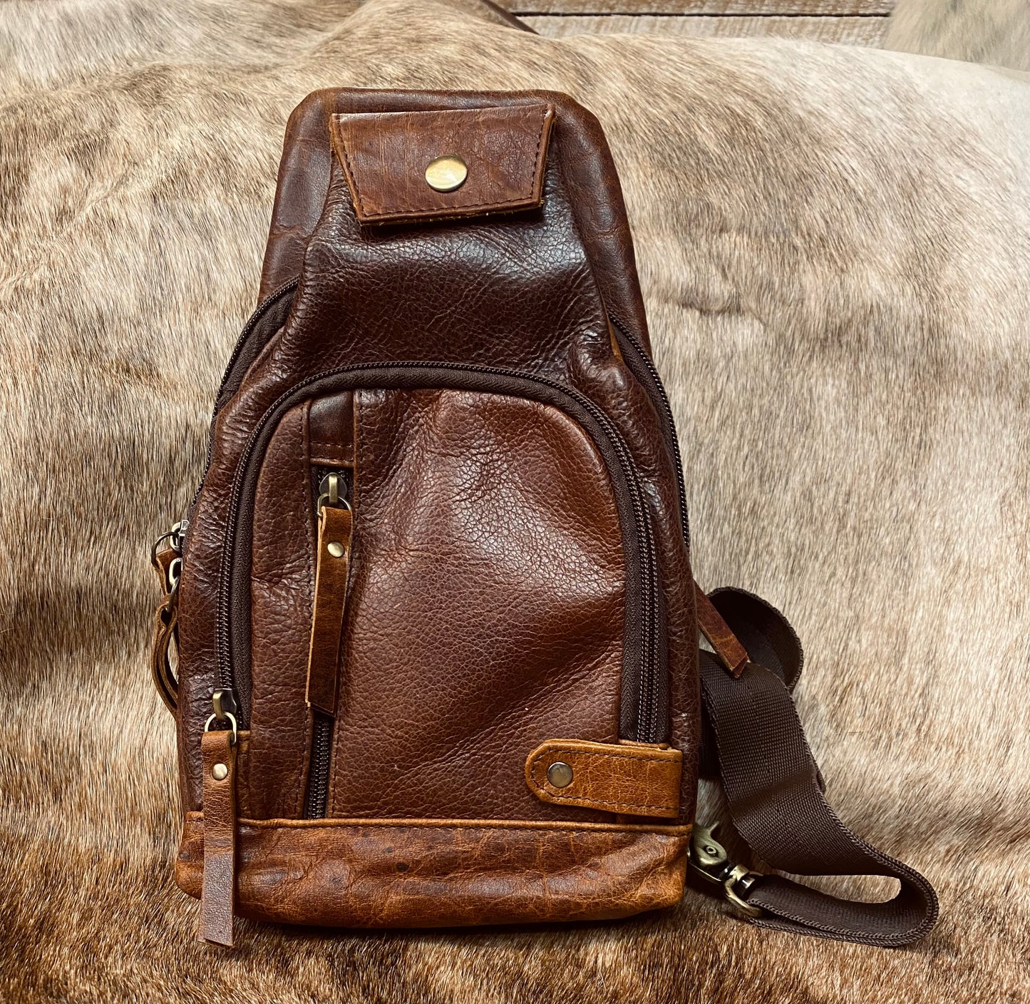 All Leather Sling Bag