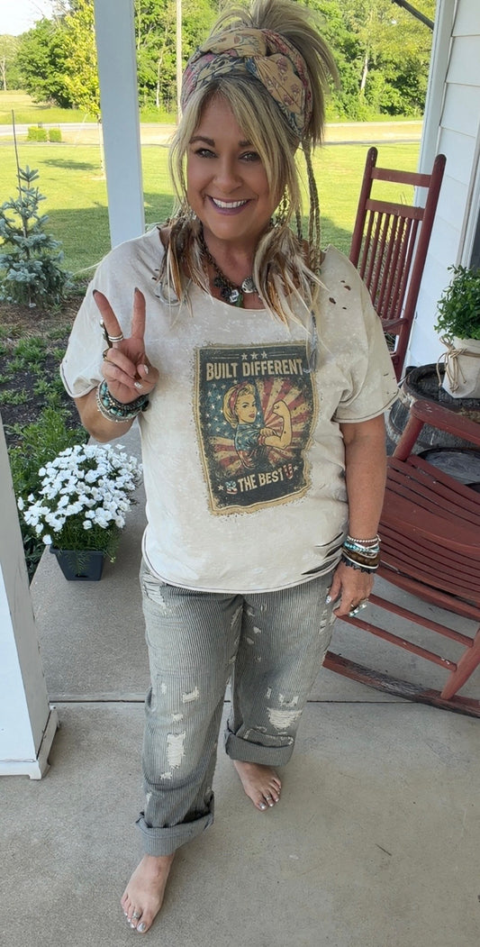 Peace and Love Jeans - Black Railroad stripe
