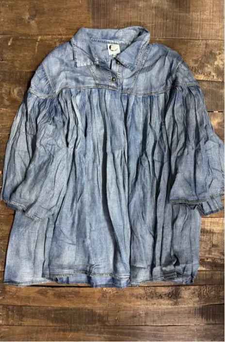 Pleated Together Tunic -Chambray