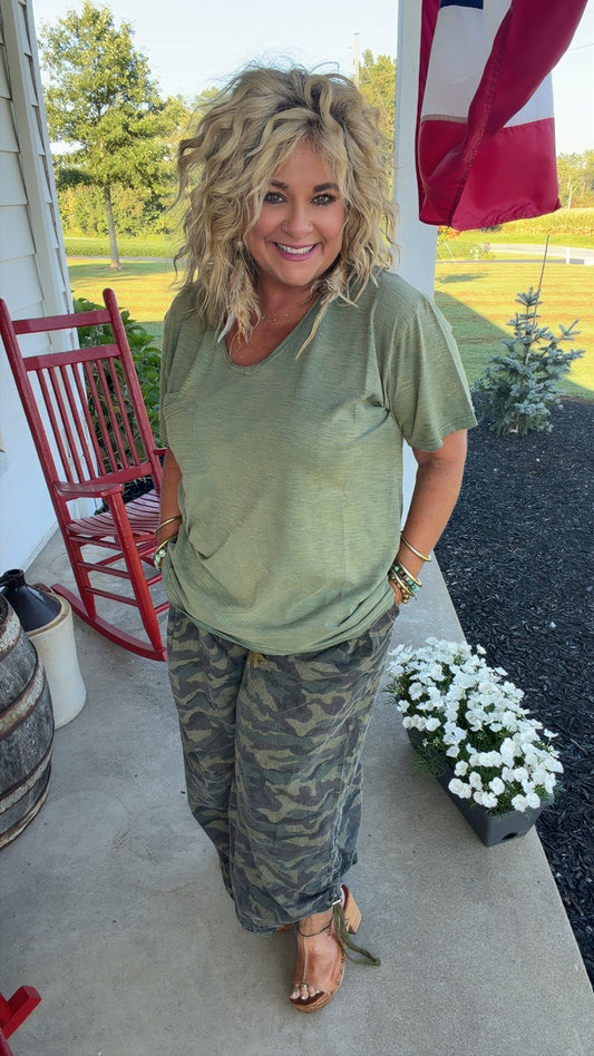 Camo Crush Ruched Pants