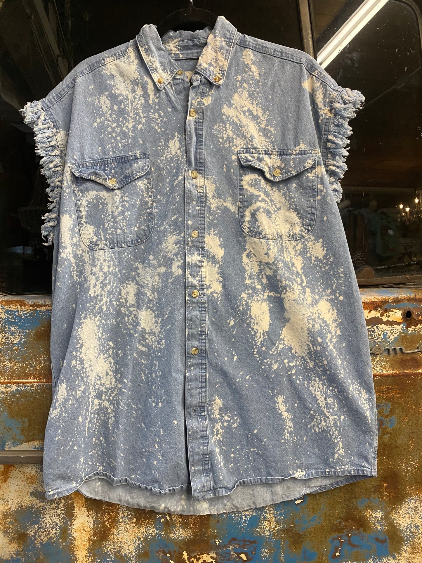 Peace Patch Denim Sleeveless Top