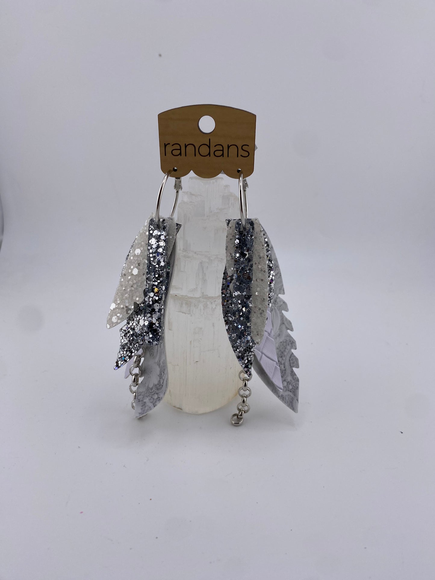 Silver Bling Feather Earrings FINAL SALE