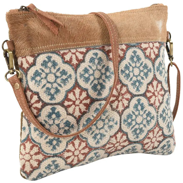 Crossbody with Brown Tones Canvas Rug and Fur