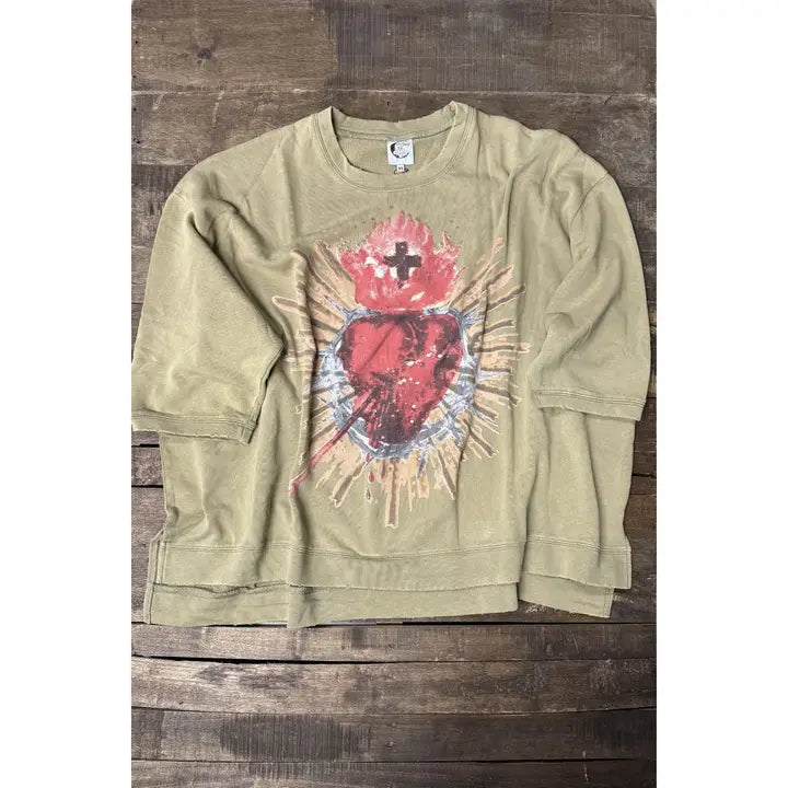 Dance with the Moon Sweatshirt - Olive Sacred Heart