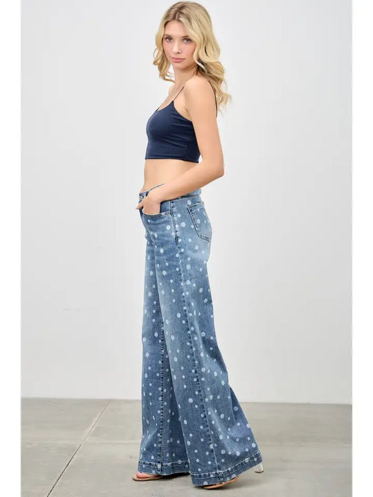 Dot Jeans - High Rise Wide Leg