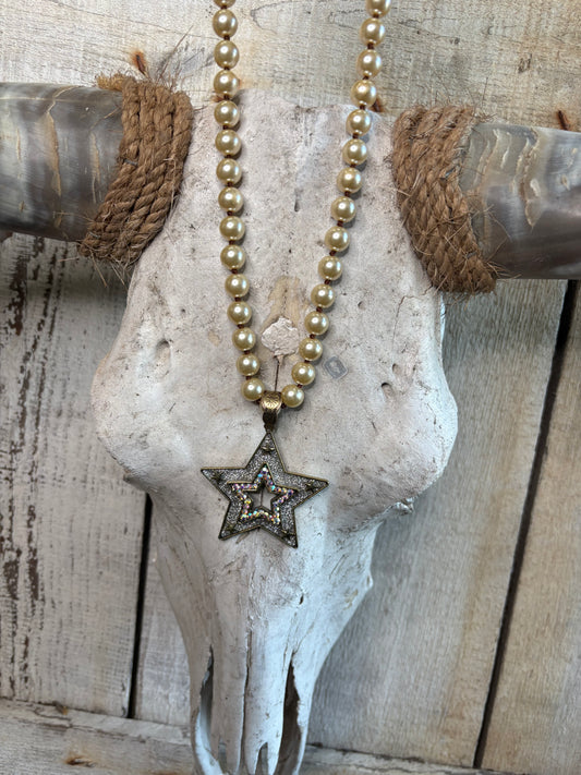 Bling Star Pearl Necklace FINAL SALE