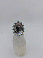 Crystal Oval Stone W/Turq Adjustable Ring FINAL SALE