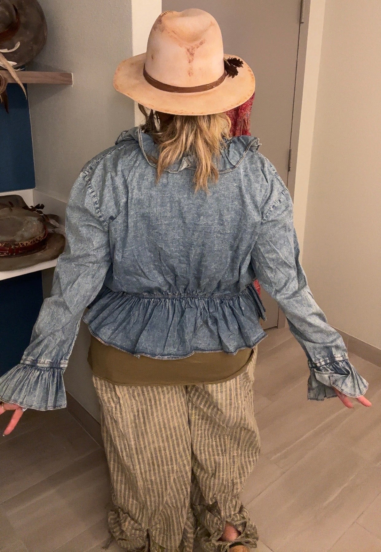 Denim Ruffle Shirt