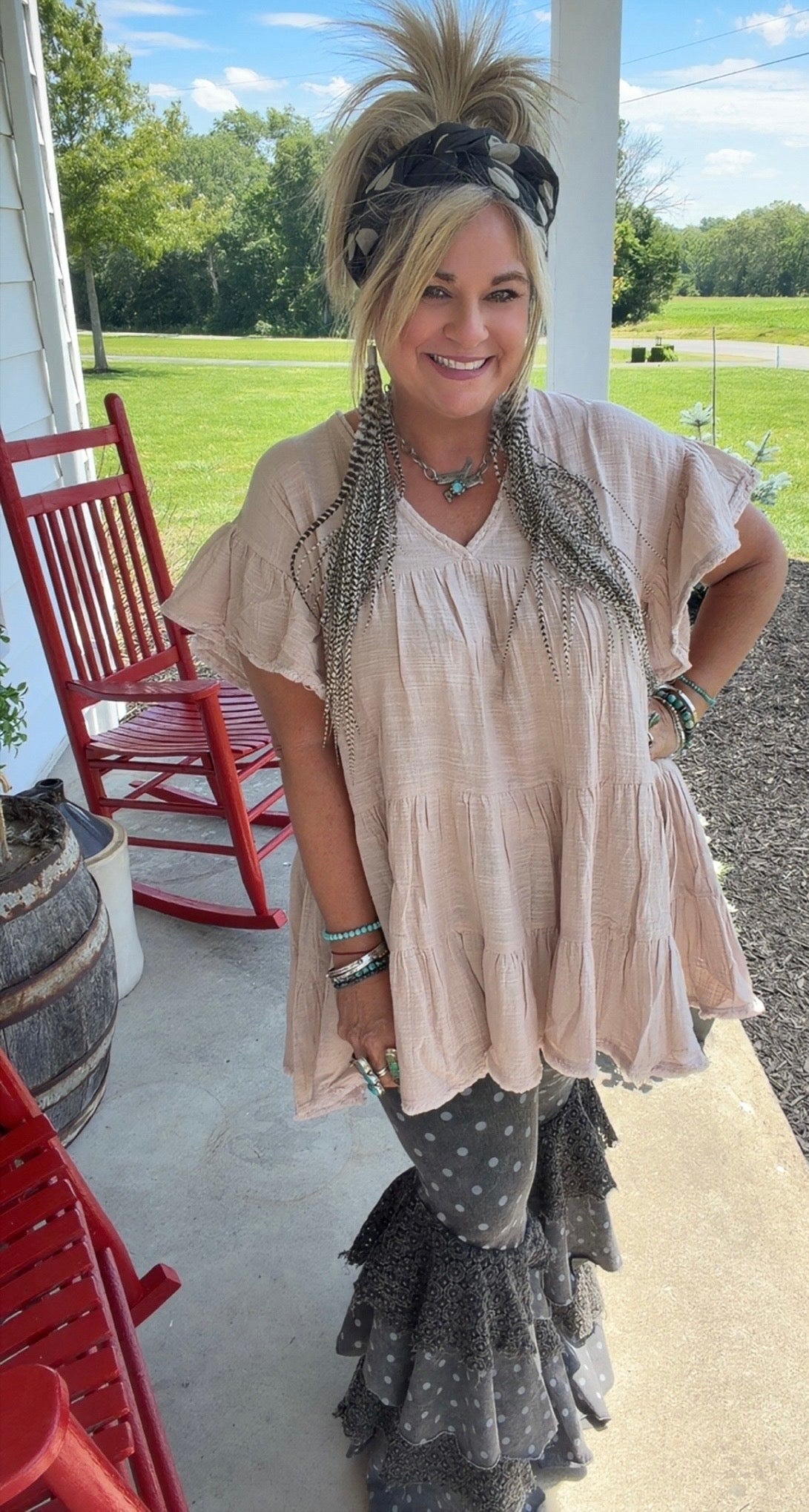 V-Neck Short Sleeve Ruffle Detail Dress