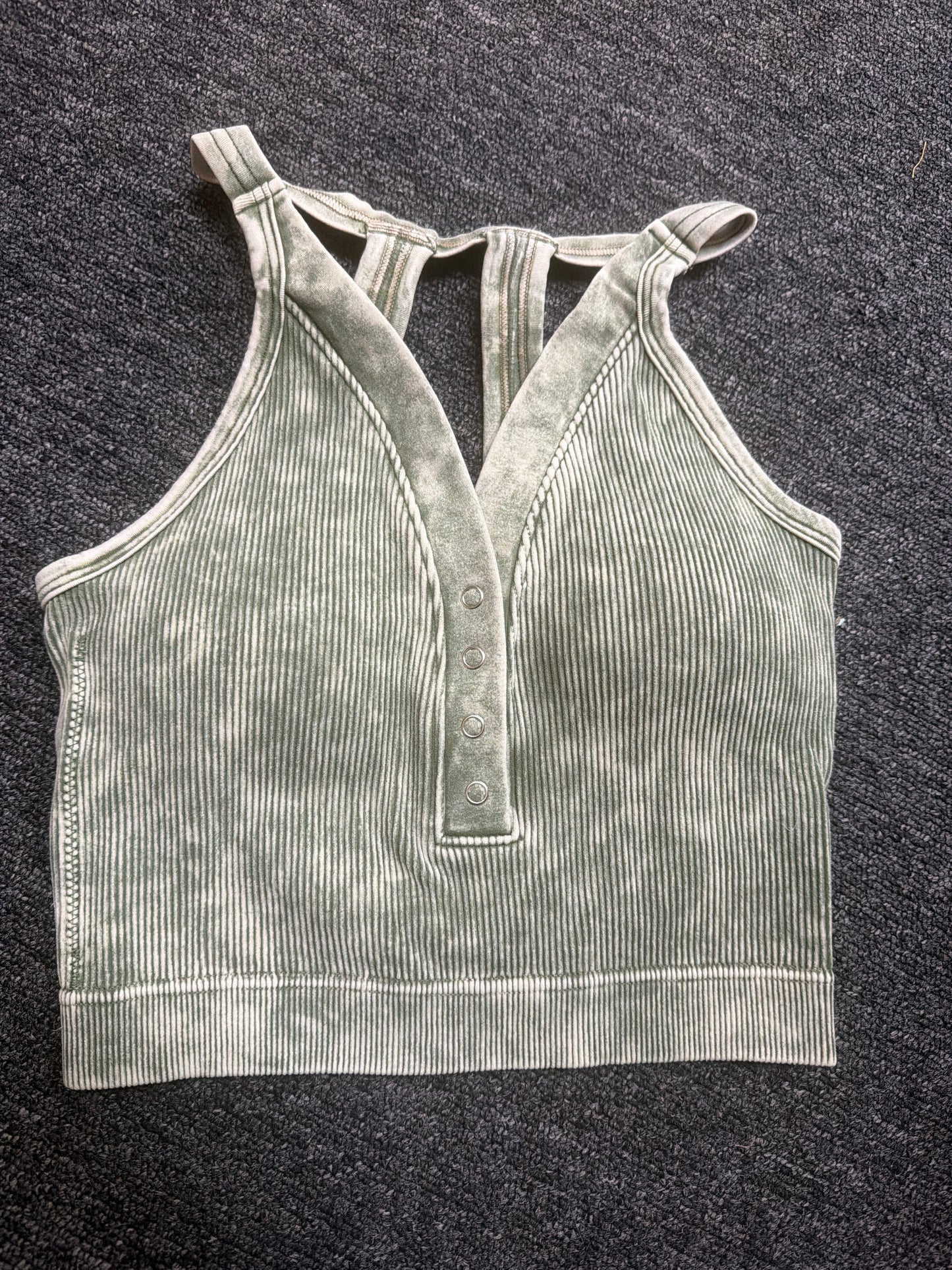 Washed Seamless Ribbed Snap Button Bralette