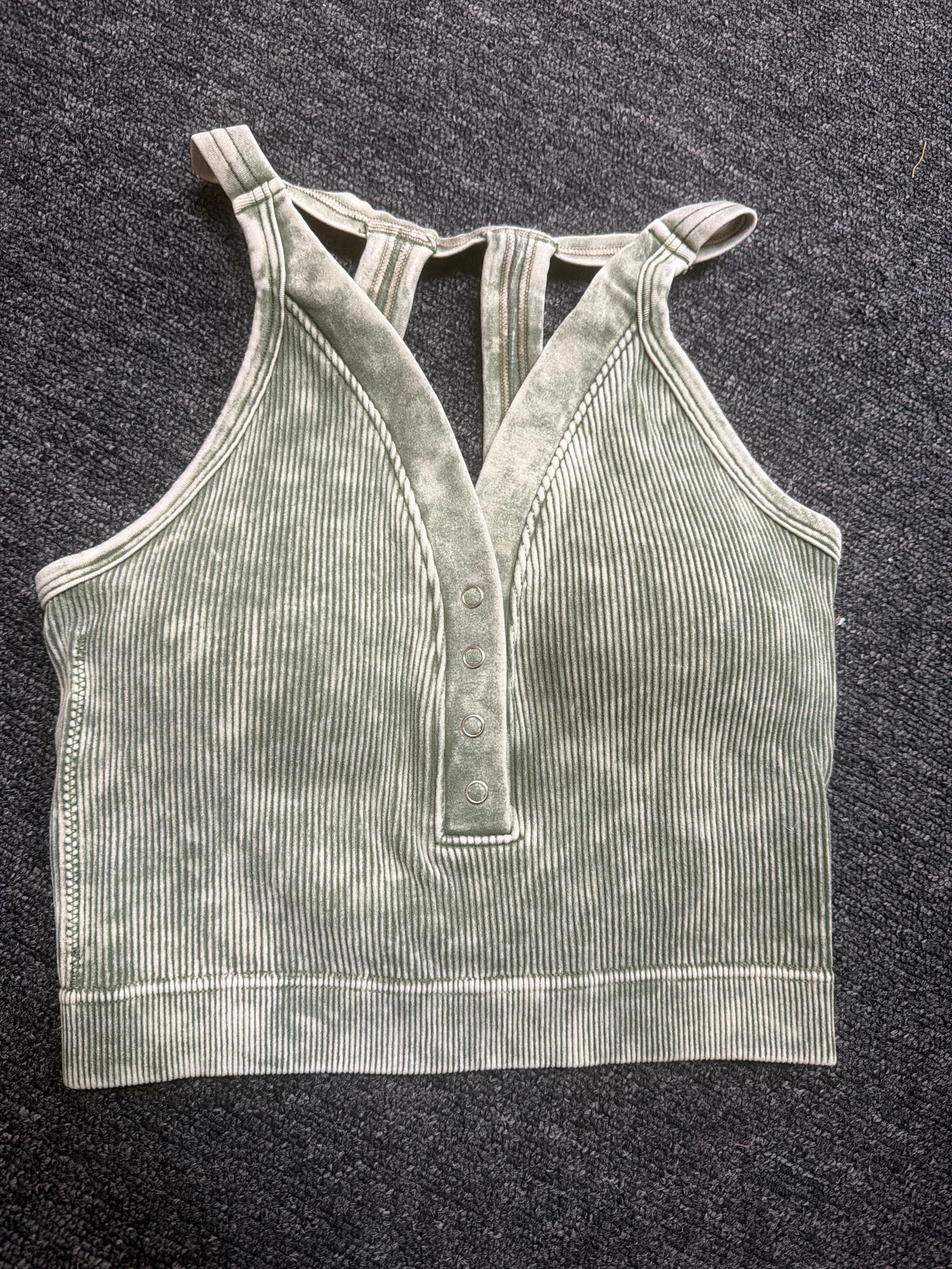 Washed Seamless Ribbed Snap Button Bralette