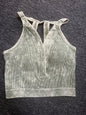 Washed Seamless Ribbed Snap Button Bralette