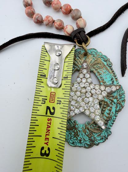 Star with Bling and Aged Metal Pendant
