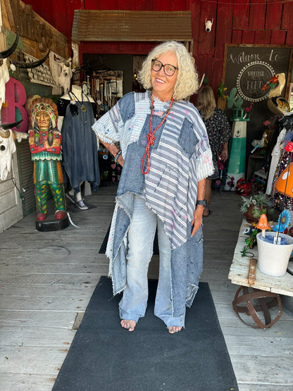 Denim poncho