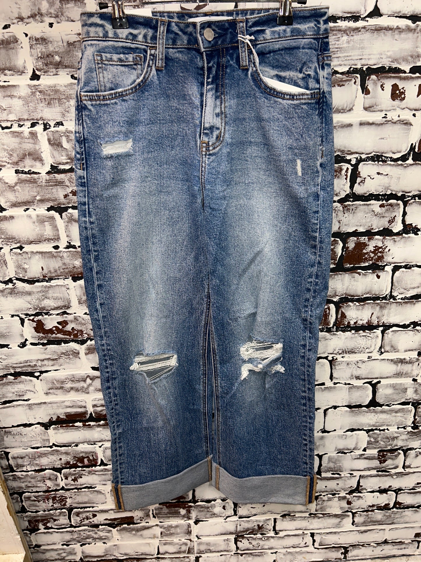High Rise Cuff Jeans