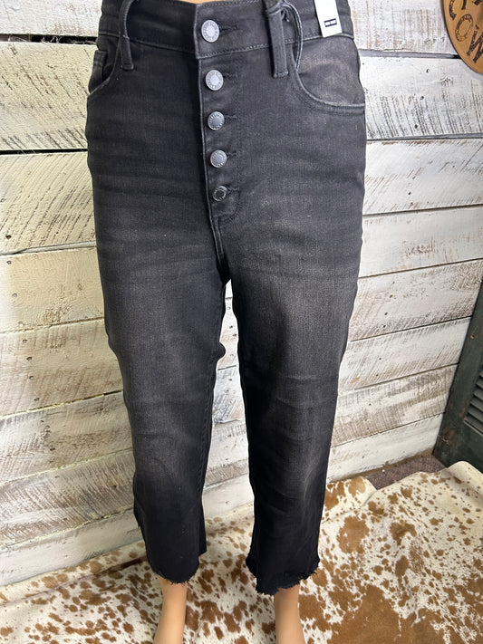 Wide Crop Black Jeans