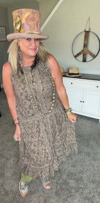 Sleeveless Eyelet Lace Slip Dress