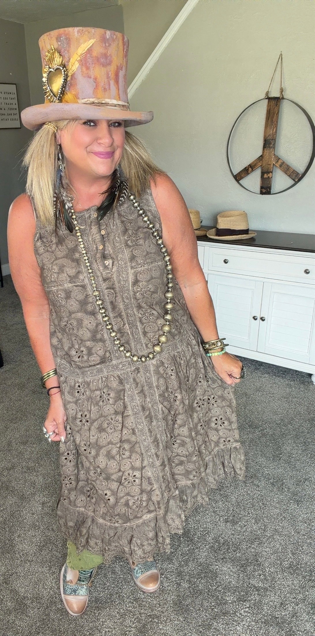 Sleeveless Eyelet Lace Slip Dress