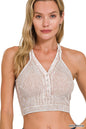 Washed Seamless Ribbed Snap Button Bralette