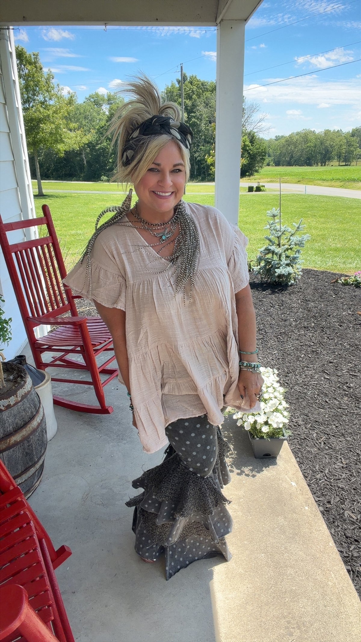V-Neck Short Sleeve Ruffle Detail Dress