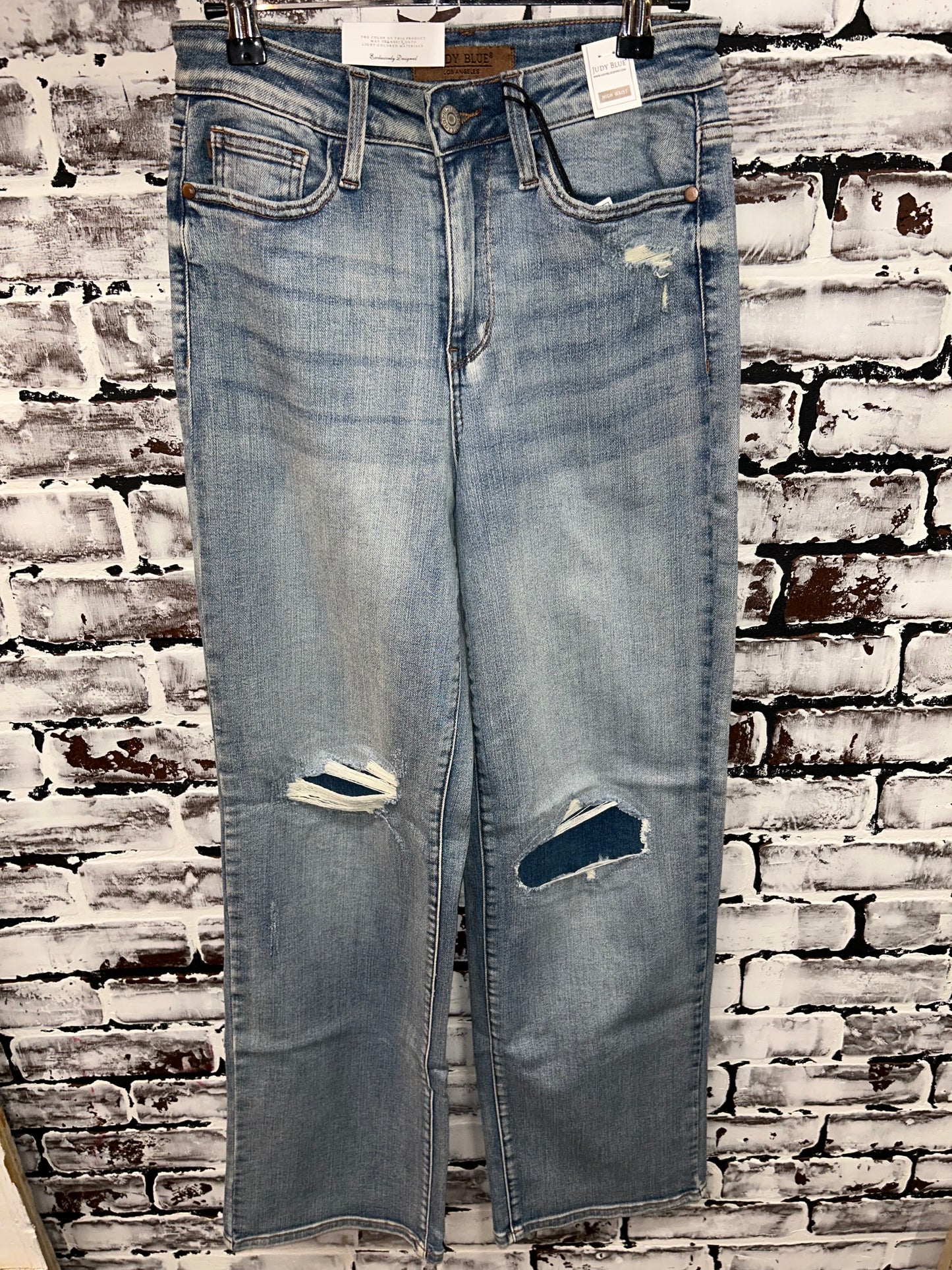 Knee Patch Straight Jeans