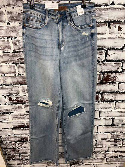 Knee Patch Straight Jeans