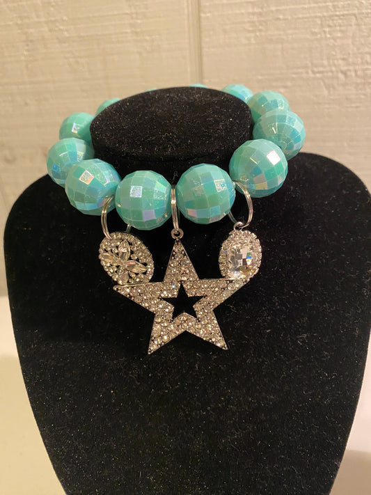 Teal Star Stretch Bracelet