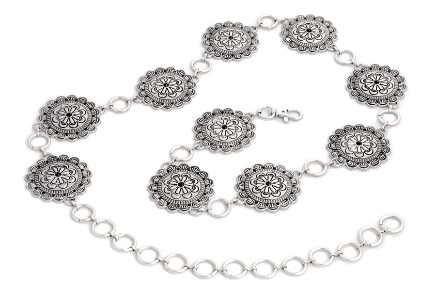 Concho Chain Belt With Rhinestones