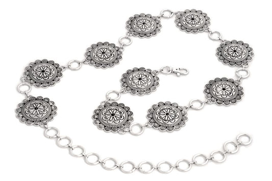 Concho Chain Belt With Rhinestones