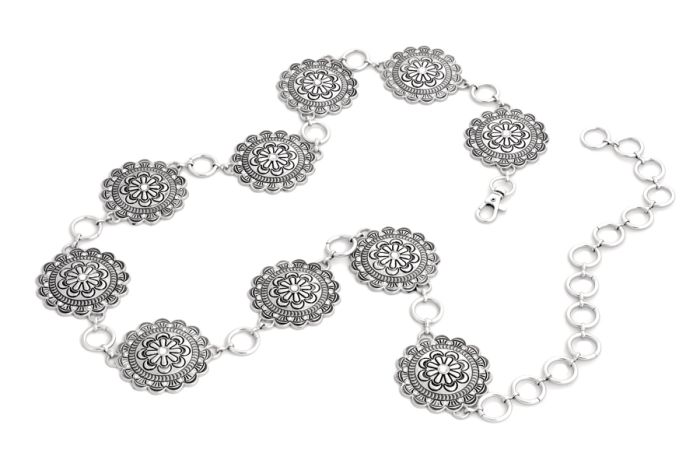 Concho Chain Belt With Rhinestones