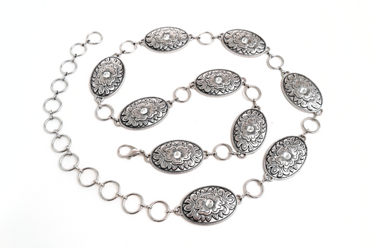Oval Concho Belt with Rhinestone