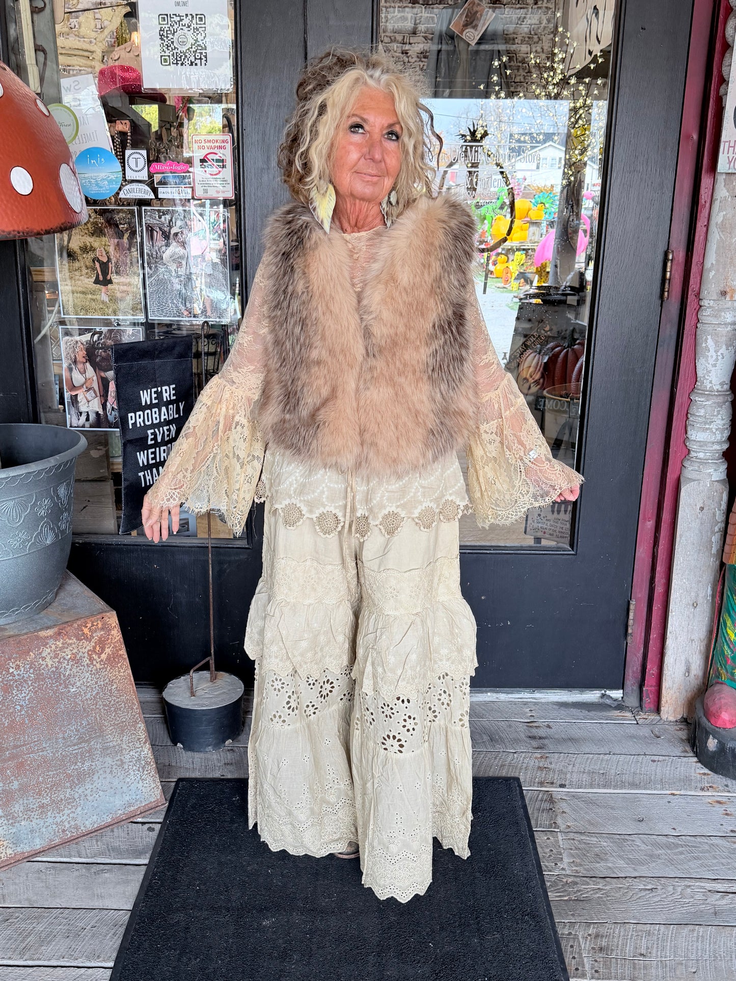 Garden Tea Lace Top bell sleeve