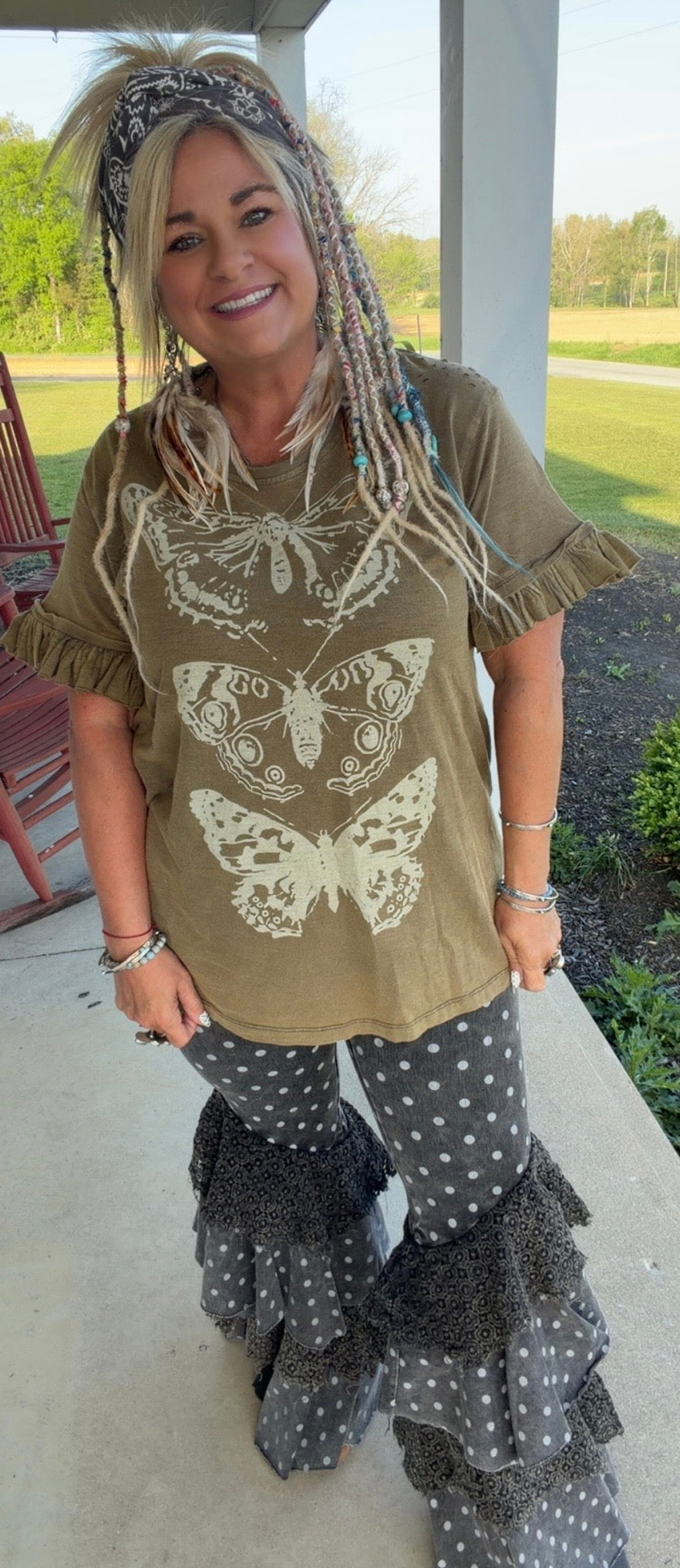 SHORT RUFFLE SLEEVE BUTTERFLY TOP