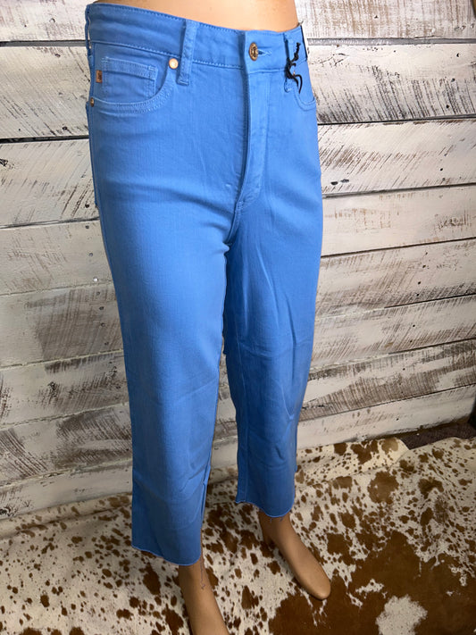 Sky Blue Wide Leg Crop Jeans
