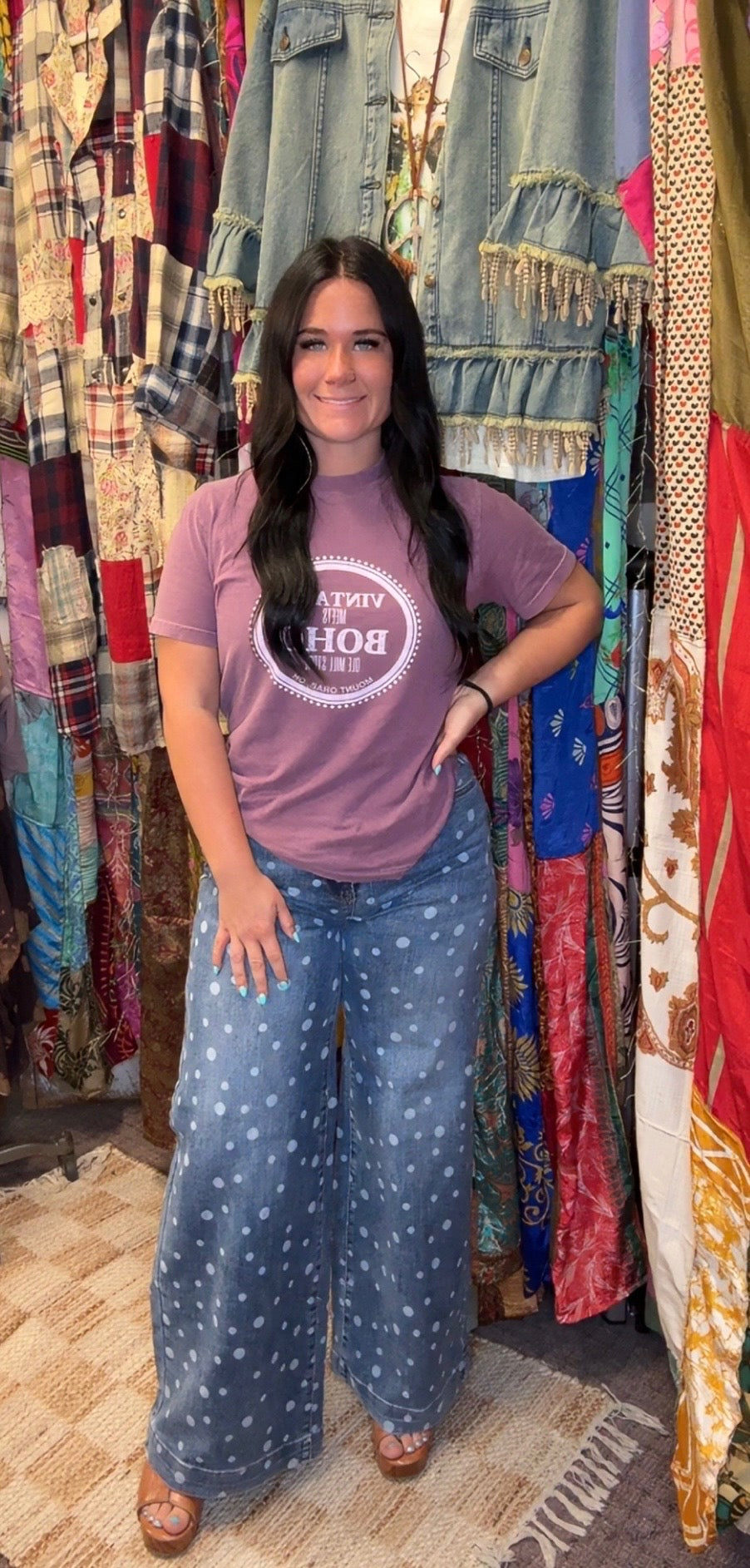 Dot Jeans - High Rise Wide Leg