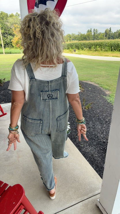 Denim Star Patchwork Bib Overalls