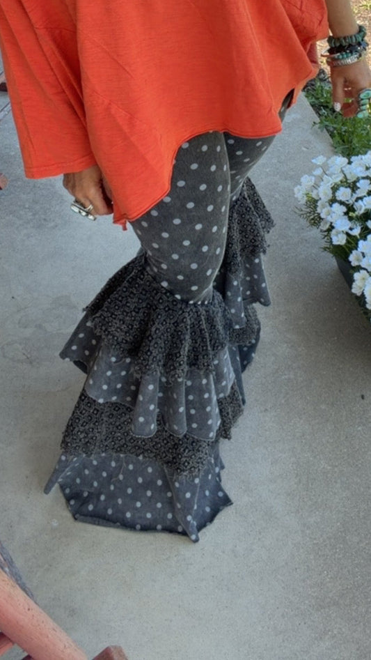 Black Polka Dot Ruffle Leggings