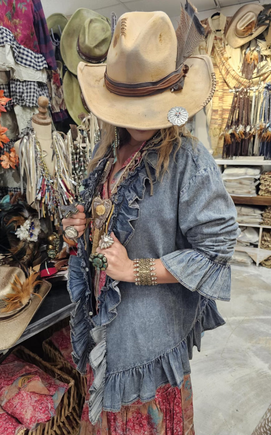 Denim Ruffle Shirt