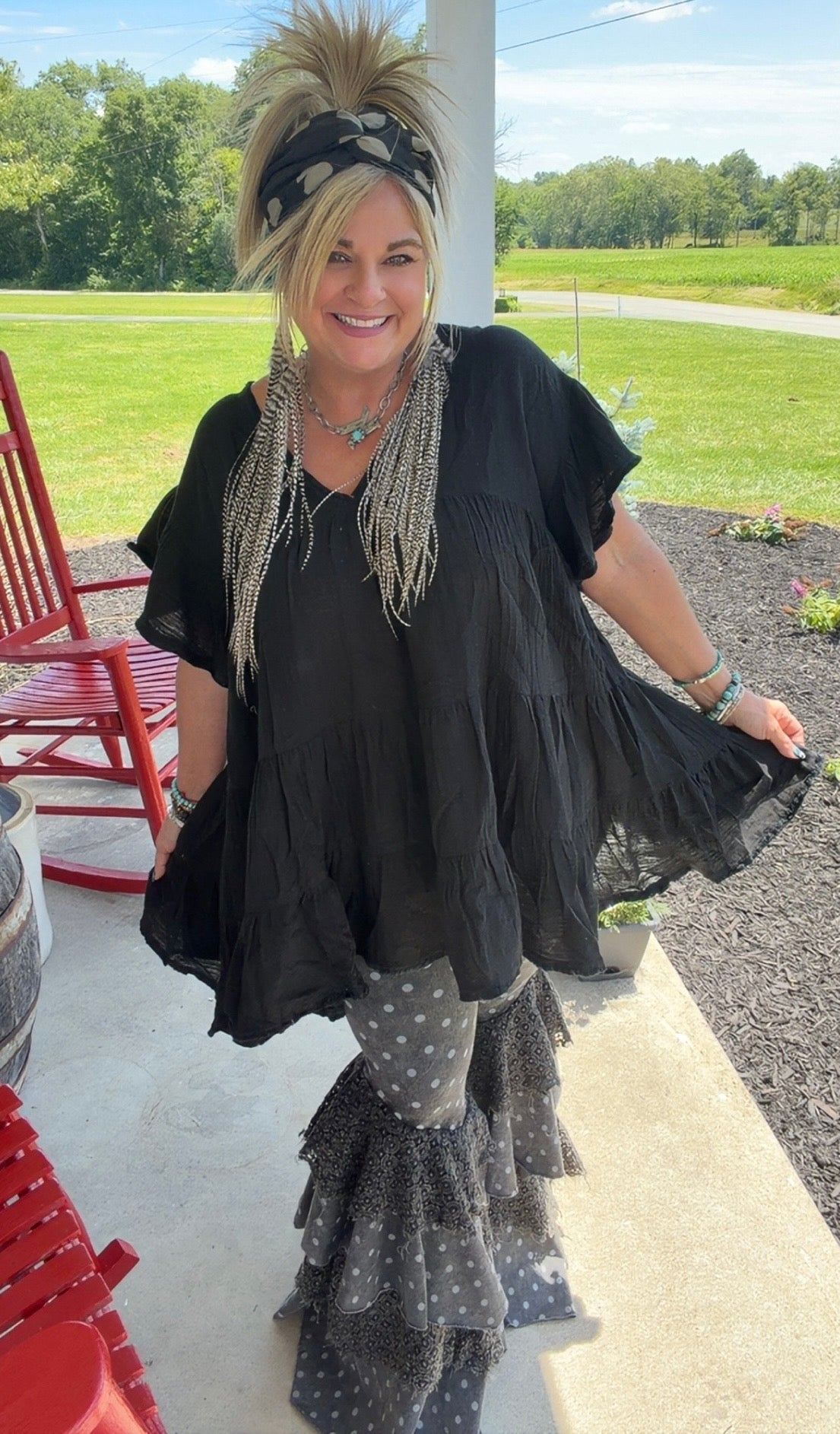 V-Neck Short Sleeve Ruffle Detail Dress