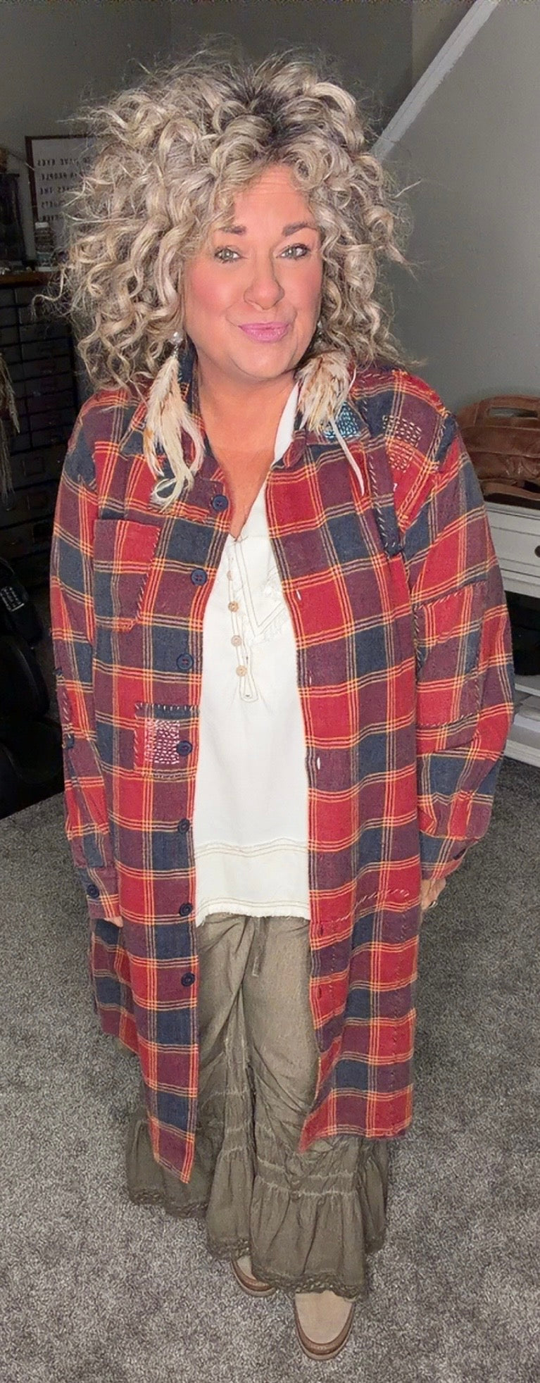 Checkered Long Sleeve Tunic/Dress