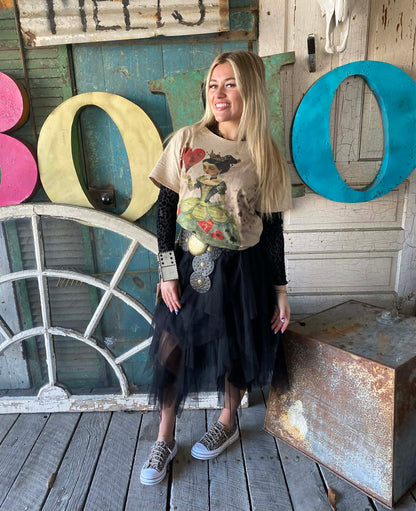 Dreamy Tiered Tulle Midi Skirt with Floaty Hem