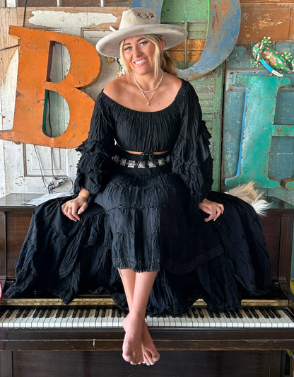 WC skirt-5 black layered high low