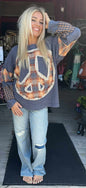 Washed Plaid Flower Patch Long Sleeve Top
